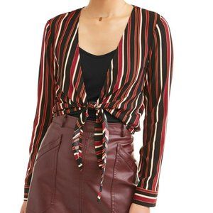 NEW Burgundy Striped Tie Front Shrug & Cami SET